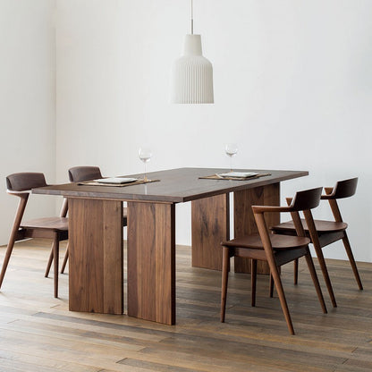 Mazonvintage-Cultural Retro Dark Walnut Wood Dining Table