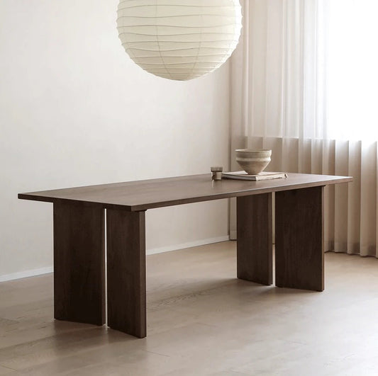 Mazonvintage-Cultural Retro Dark Walnut Wood Dining Table