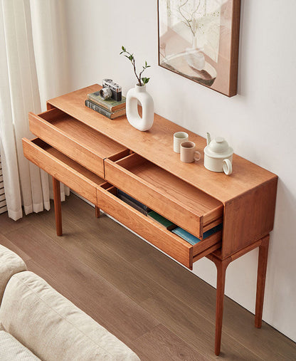 Mazonvintage-Oasis Antique 4 Drawers Solid Cherry Wood Console Table