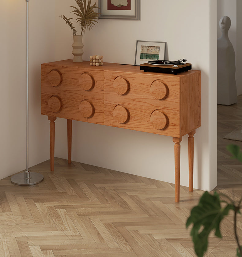 Mazonvintage-Nexus Eight Circle Point Design Cherry Wood Console Table