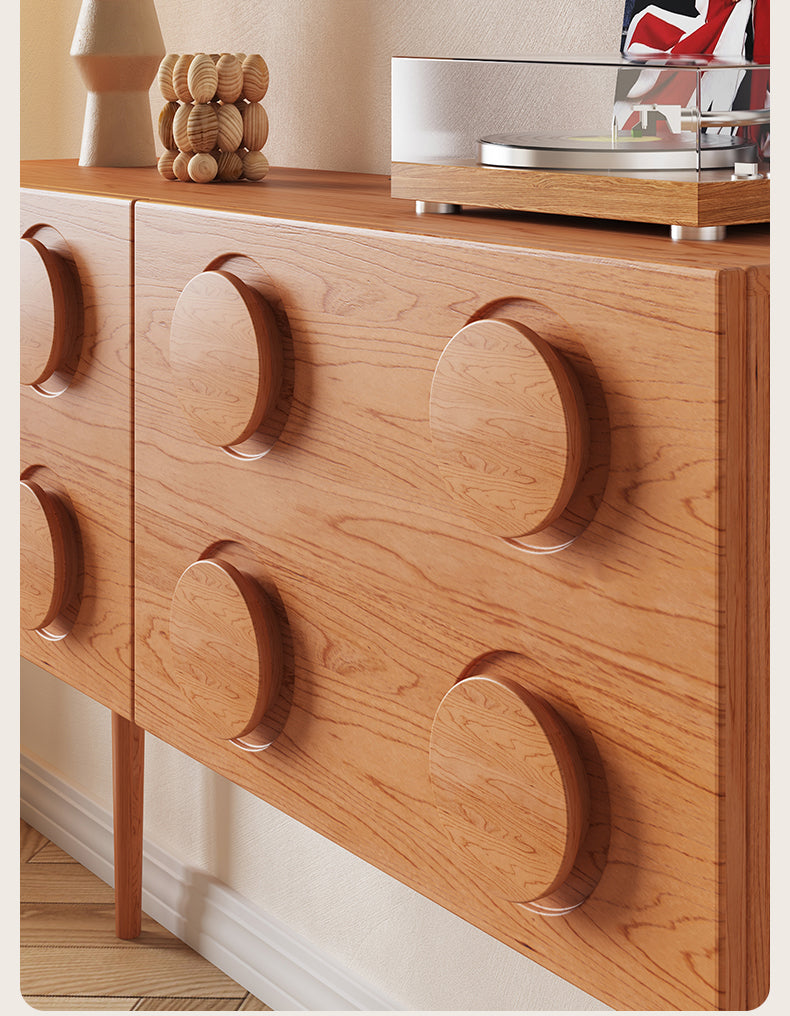 Mazonvintage-Nexus Eight Circle Point Design Cherry Wood Console Table