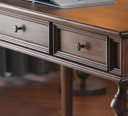 Mazonvintage-Citrine American Black Walnut Wood Desk with Turned Legs