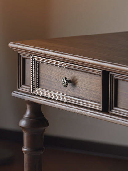 Mazonvintage-Citrine American Black Walnut Wood Desk with Turned Legs