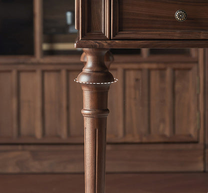 Mazonvintage-Citrine American Black Walnut Wood Desk with Turned Legs