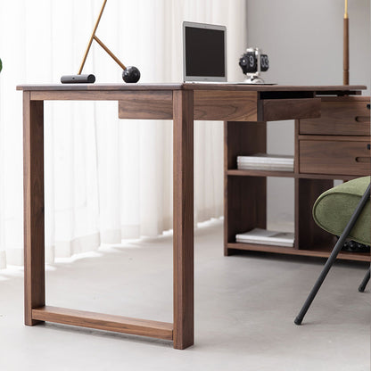 Mazonvintage-Space Optimizer L-Desk Solid Walnut Wood with Small Bookcase