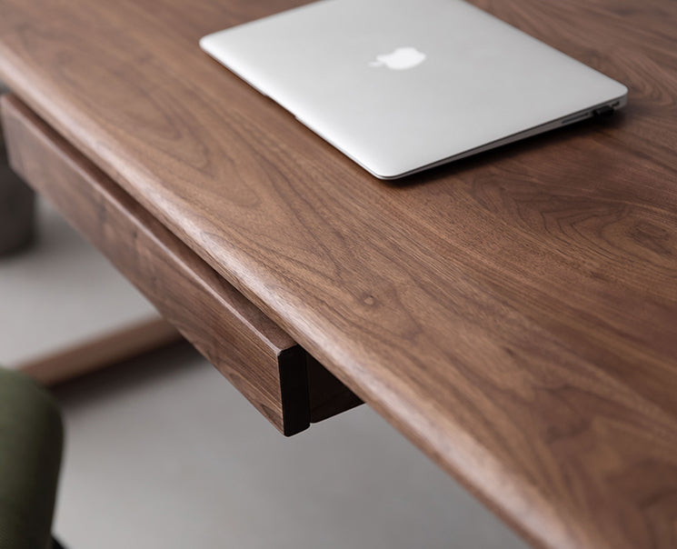 Mazonvintage-Space Optimizer L-Desk Solid Walnut Wood with Small Bookcase