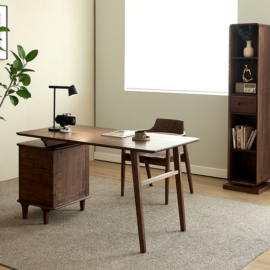 Mazonvintage-Luminous Contemporary Walnut Wood Desk with Small Drawers