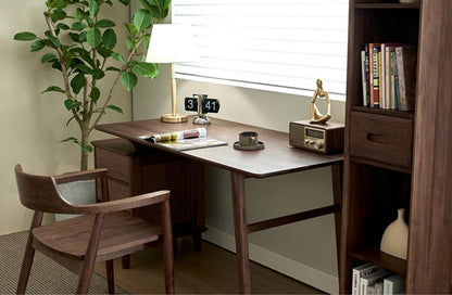 Mazonvintage-Luminous Contemporary Walnut Wood Desk with Small Drawers