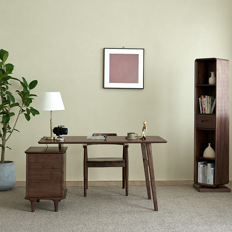 Mazonvintage-Luminous Contemporary Walnut Wood Desk with Small Drawers