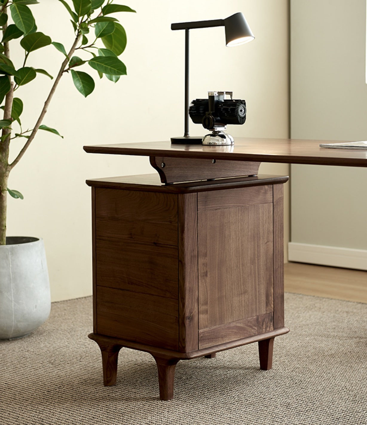 Mazonvintage-Luminous Contemporary Walnut Wood Desk with Small Drawers