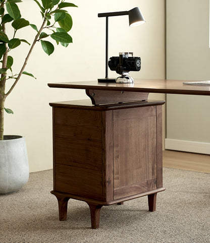 Mazonvintage-Luminous Contemporary Walnut Wood Desk with Small Drawers