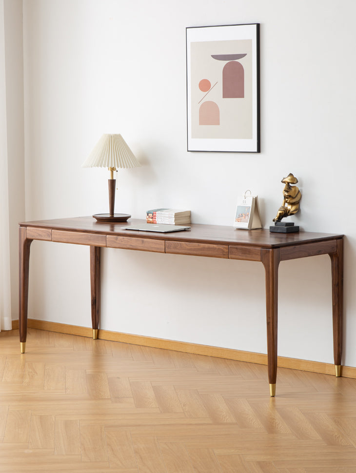 Mazonvintage-Clean Lines Modern Workspace Walnut Wood Standing Desk