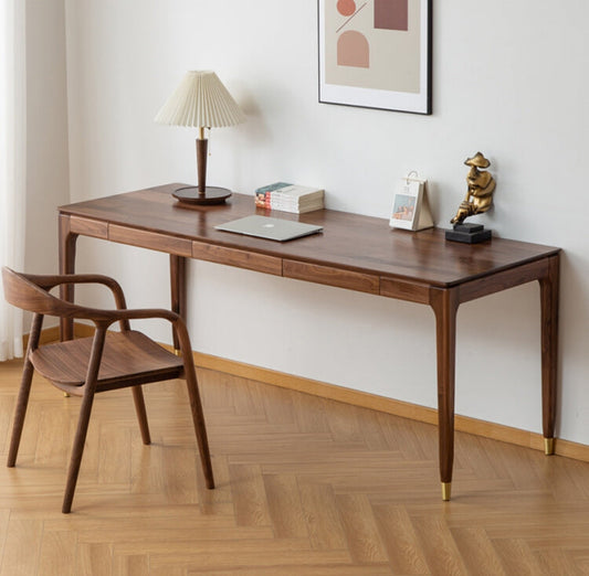 Mazonvintage-Clean Lines Modern Workspace Walnut Wood Standing Desk