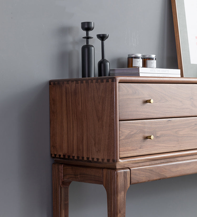 Mazonvintage-Ember Big Contemporary Walnut Wood Console Table