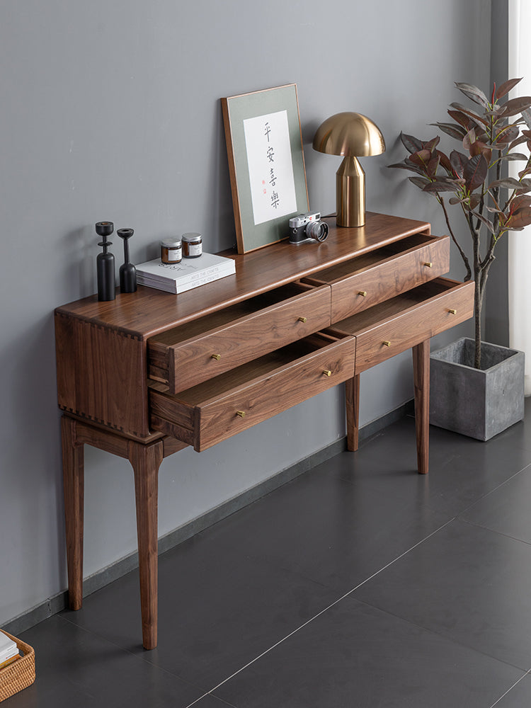 Mazonvintage-Ember Big Contemporary Walnut Wood Console Table