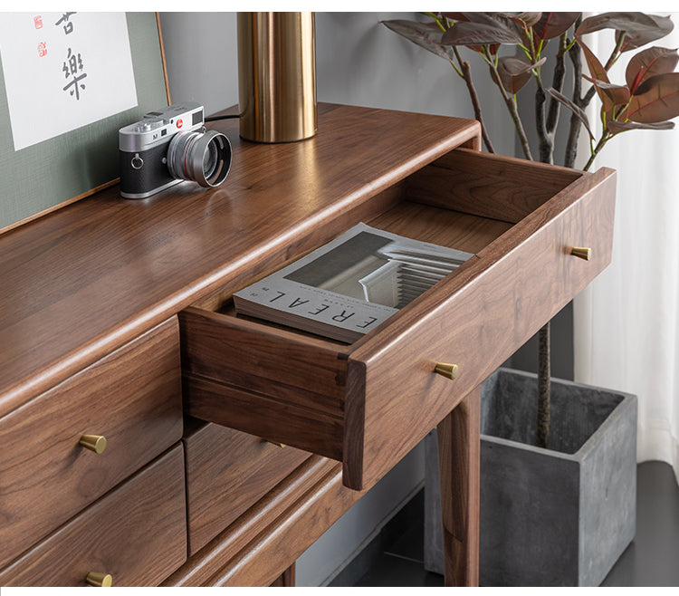 Mazonvintage-Ember Big Contemporary Walnut Wood Console Table