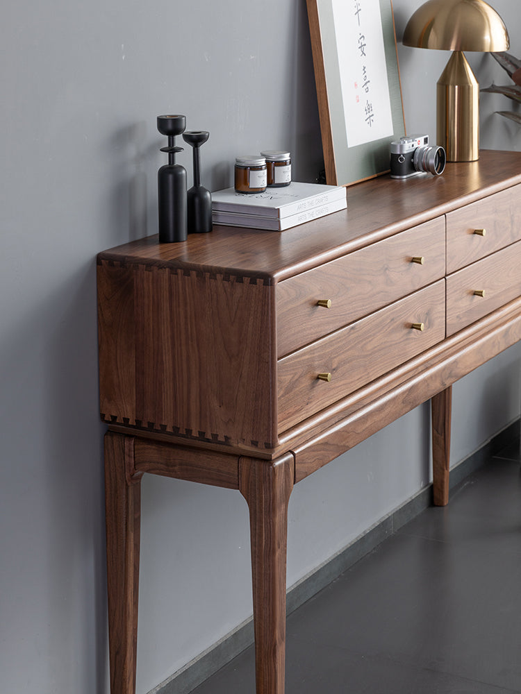 Mazonvintage-Ember Big Contemporary Walnut Wood Console Table