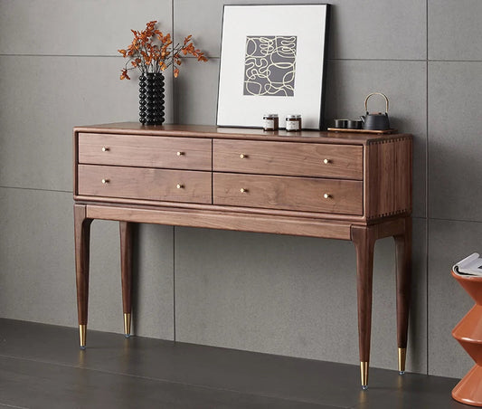 Mazonvintage-Ember Big Contemporary Walnut Wood Console Table