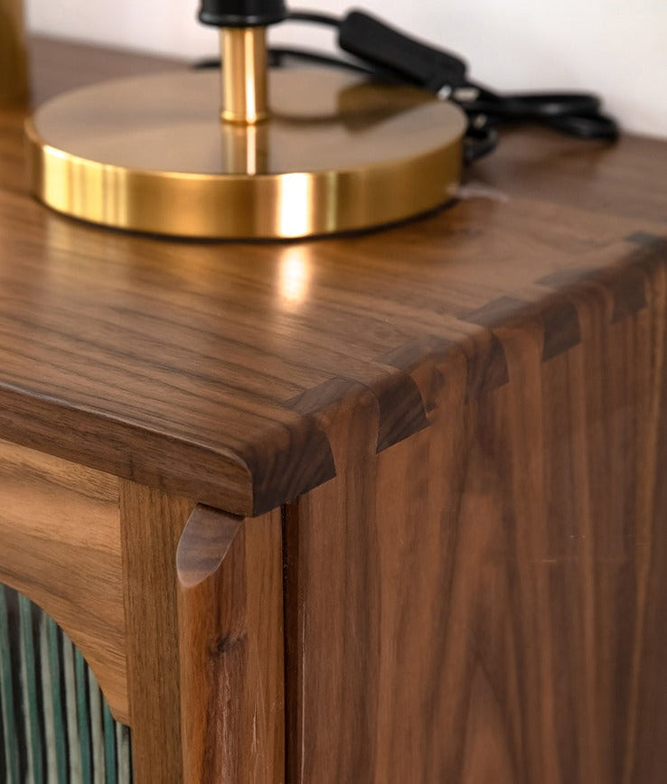 Mazonvintage-Artisan Crafted Rome Arch Door Walnut Wood TV Console