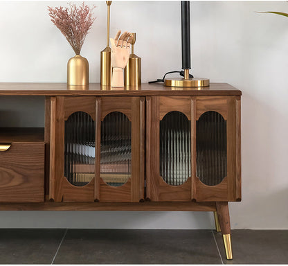 Mazonvintage-Artisan Crafted Rome Arch Door Walnut Wood TV Console