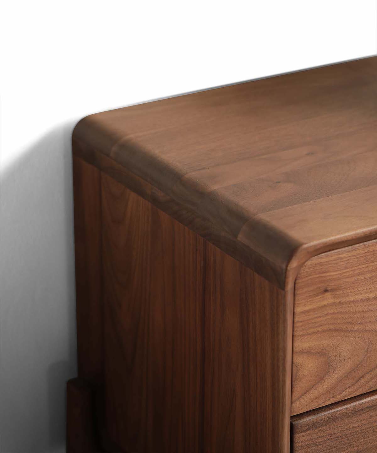 Mazonvintage-Venture Round Edge Walnut Wood TV Stand with T-Leg