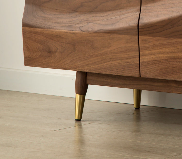 Mazonvintage-Sleek Gloss Black Walnut Wood TV Stand