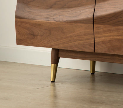 Mazonvintage-Sleek Gloss Black Walnut Wood TV Stand