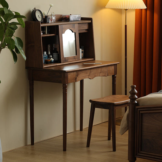 Mazonvintage-Astra American Style Solid Walnut Wood Makeup Vanity