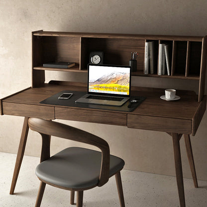 Mazonvintage-Harmonic Black Walnut Wood Desk with Hutch