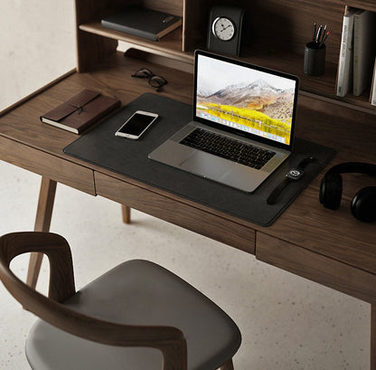 Mazonvintage-Harmonic Black Walnut Wood Desk with Hutch