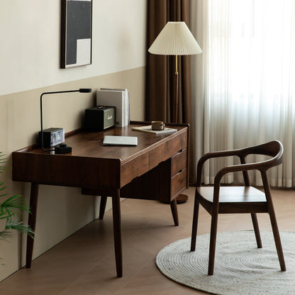 Mazonvintage-Contemporary Workstation Black Walnut Wood Desk