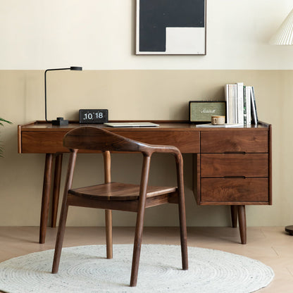 Mazonvintage-Contemporary Workstation Black Walnut Wood Desk
