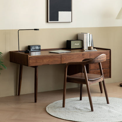 Mazonvintage-Contemporary Workstation Black Walnut Wood Desk