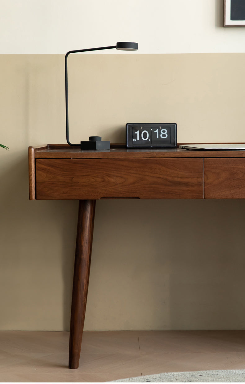 Mazonvintage-Contemporary Workstation Black Walnut Wood Desk