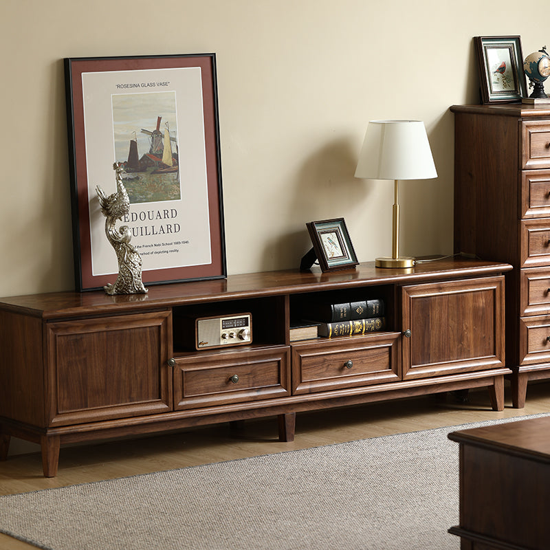 Mazonvintage-Wander American Style Black Walnut Wood TV Stand