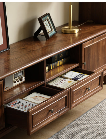 Mazonvintage-Wander American Style Black Walnut Wood TV Stand