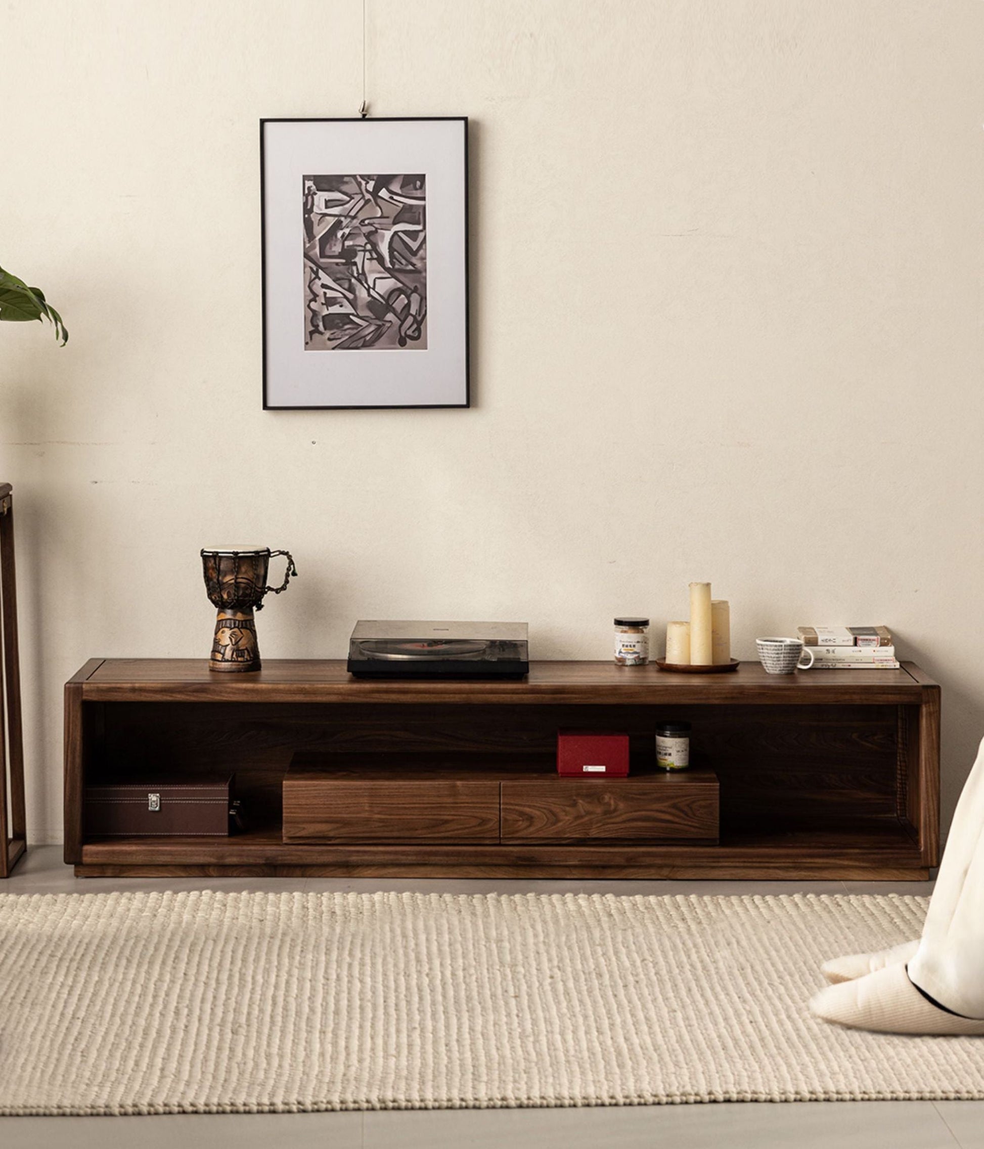 Mazonvintage-Sierra Open Space Style Solid Walnut Wood TV Stand