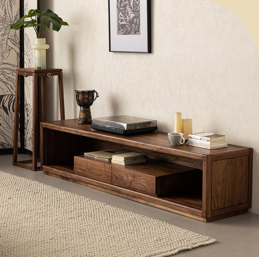 Mazonvintage-Sierra Open Space Style Solid Walnut Wood TV Stand