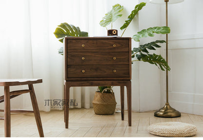 Mazonvintage-Arcadia Solid Walnut Wood Bedside Table
