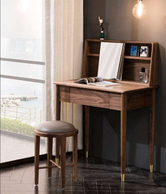 Mazonvintage-Rustic Makeup Vanity Set Table with Stool