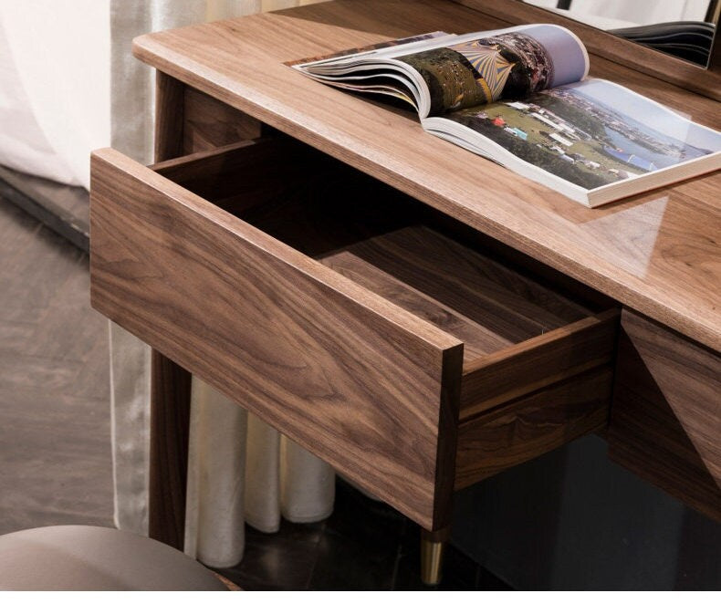 Mazonvintage-Rustic Makeup Vanity Set Table with Stool
