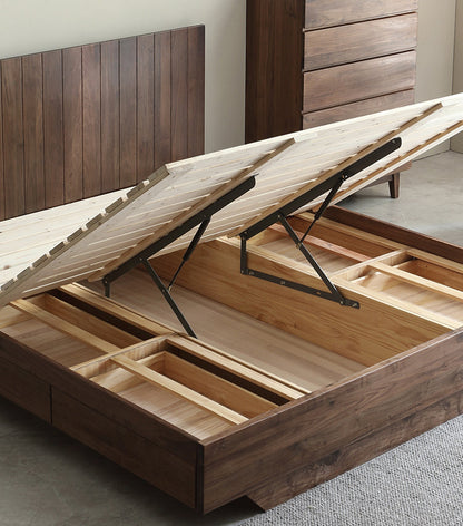 Mazonvintage-Sierra Big Hydraulic Bed Made of Black Walnut Wood