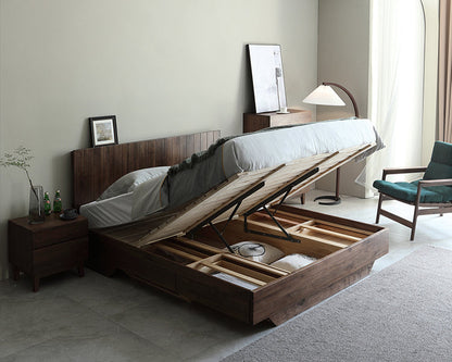Mazonvintage-Sierra Big Hydraulic Bed Made of Black Walnut Wood