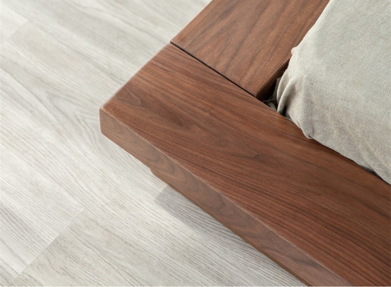 Mazonvintage-Solara Low Platform Black Walnut Wood Bed