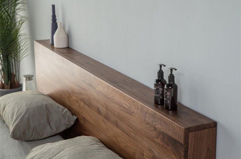 Mazonvintage-Solara Low Platform Black Walnut Wood Bed