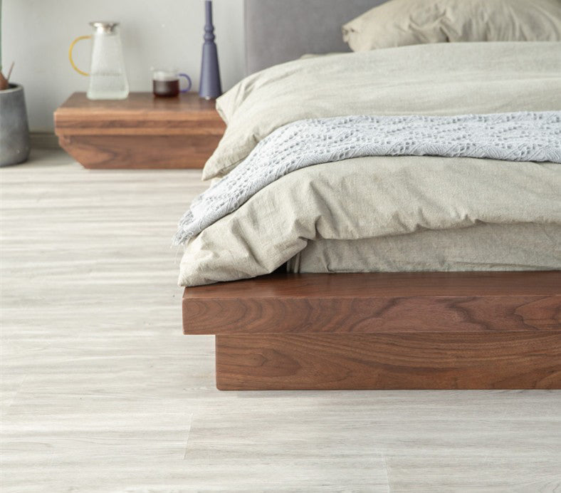 Mazonvintage-Solara Low Platform Black Walnut Wood Bed