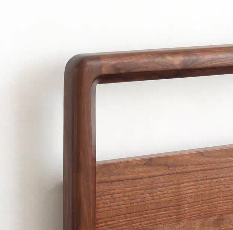 Mazonvintage-Mountain Design Black Walnut Wood Hydraulic Bed with Plank