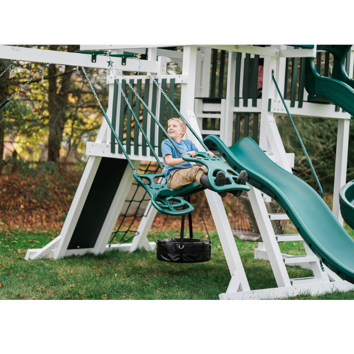 Nebula Vinyl Swing Set with Spiral Slide