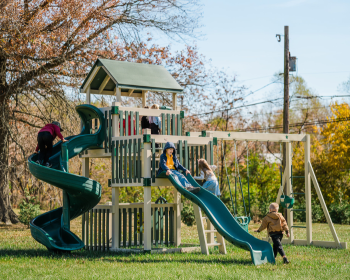 Orbit Nebula Climber Vinyl Swing Set