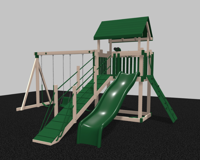 Silver Star Vinyl Swing Set with Ramp